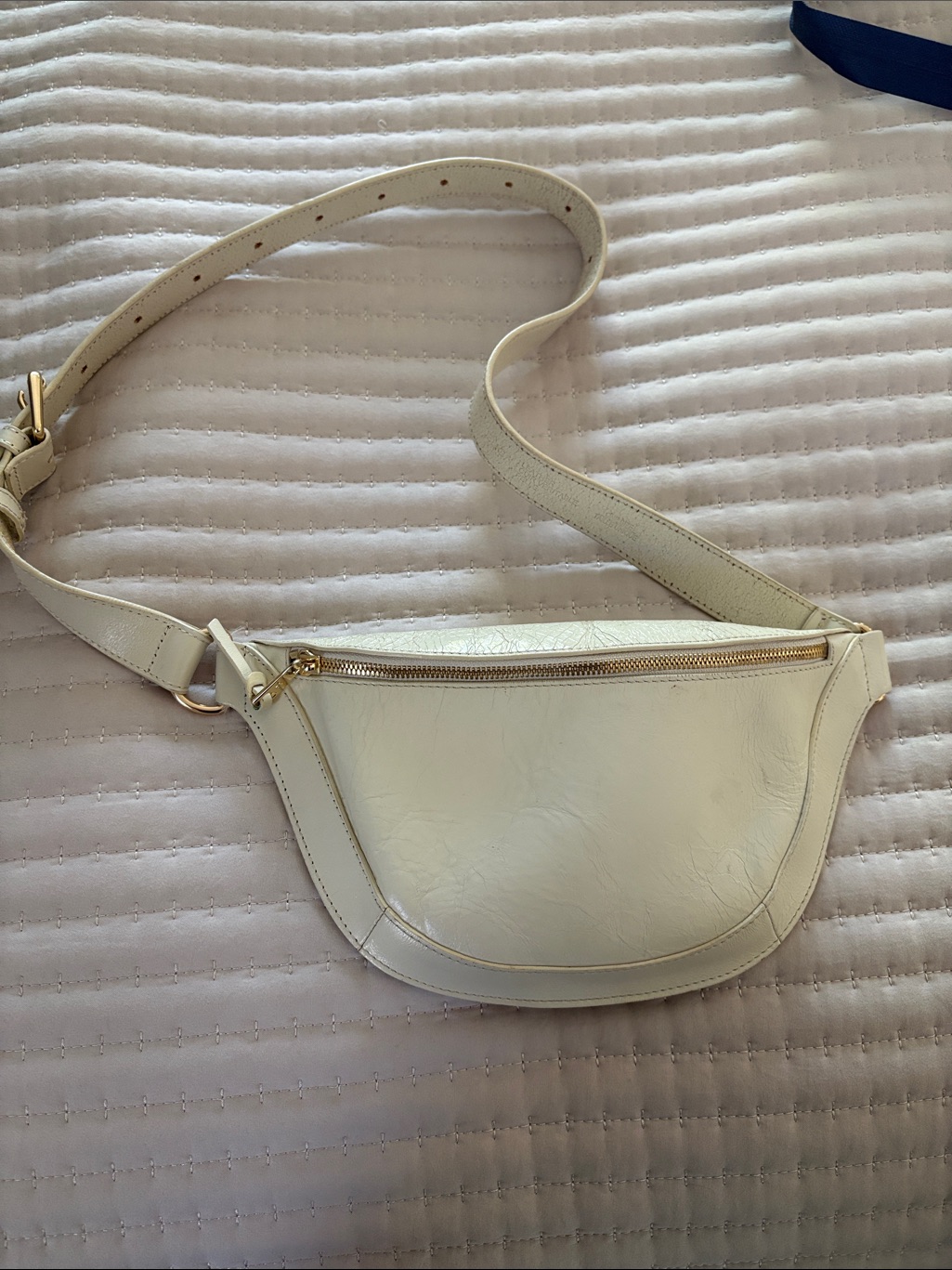 Cream Leather Crossbody Belt Bag - Sleek Everyday Carry